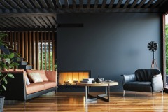 Modern dark home interior background, wall mock up, 3d render