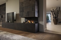 modern living room interior with fireplace